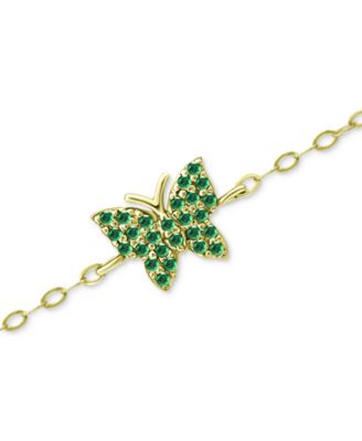 Green Cubic Zirconia Butterfly Ankle Bracelet, Created for Macy's