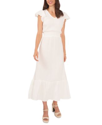 Vince Camuto - Women's Gauzy Smocked-Waist Ruffled Dress
