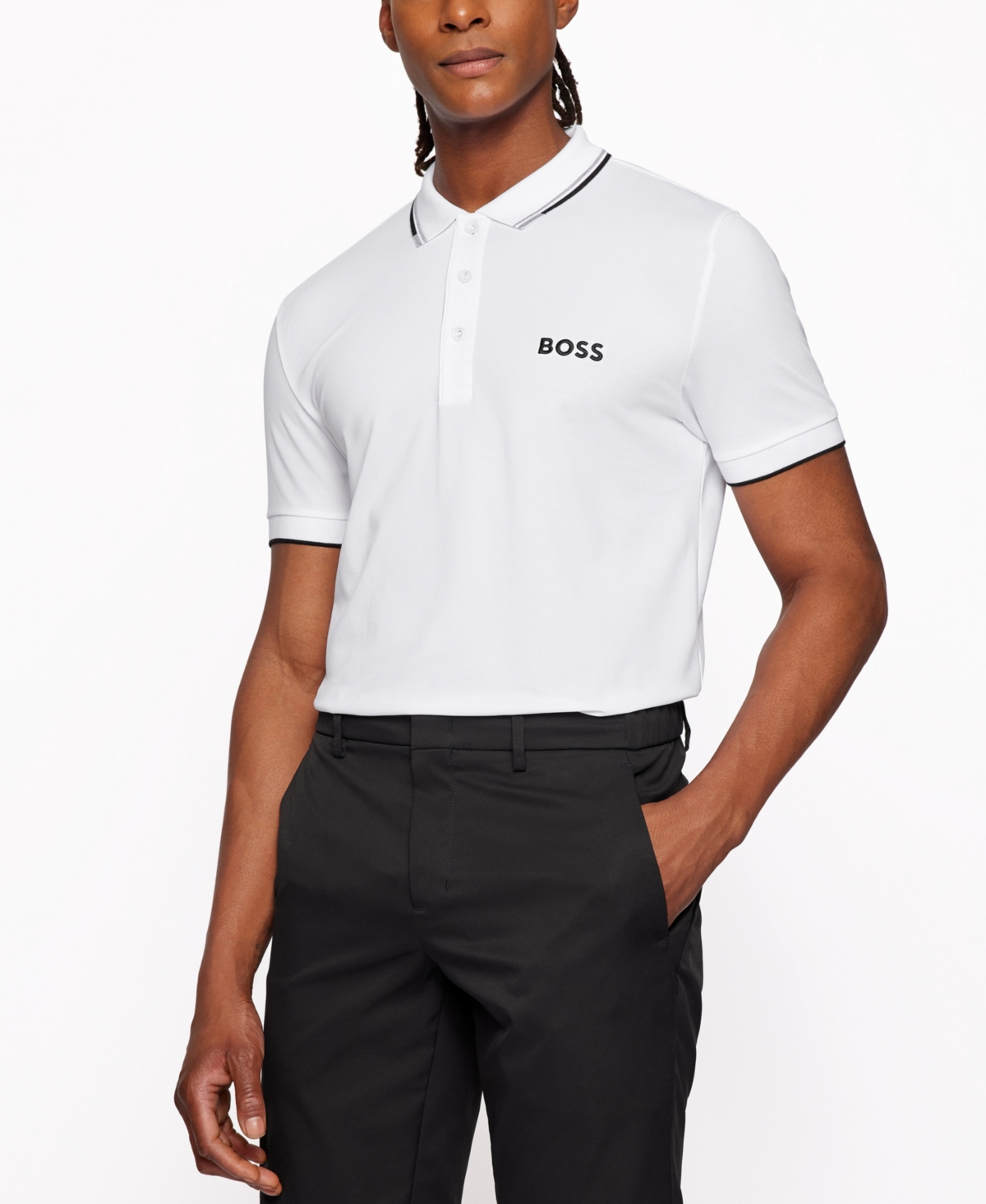 Hugo Boss Boss Men's Cotton-blend Polo Shirt In White