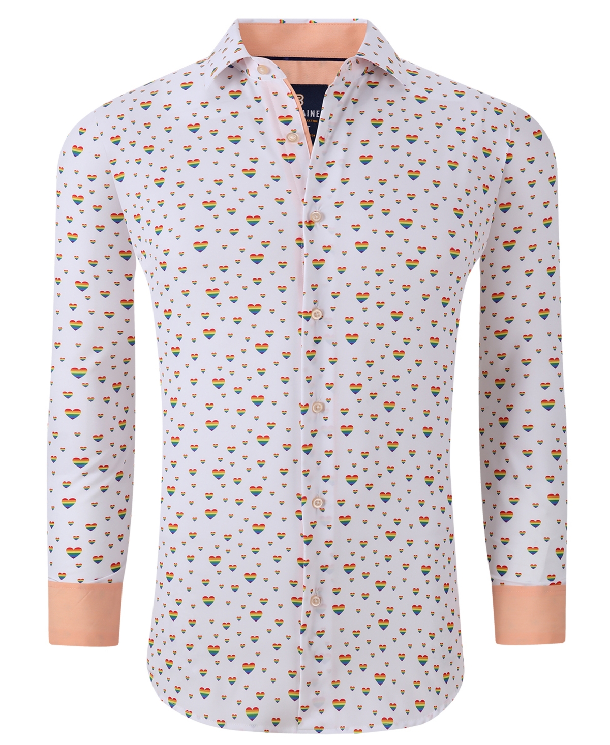 Men's Slim Fit Pride Performance Novelty Button Down Dress Shirt - White