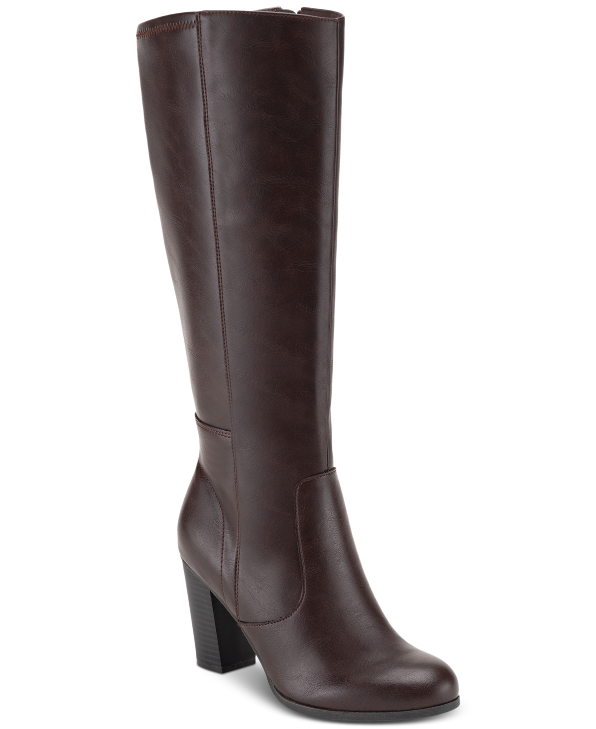 Women's Addyy Knee High Wide Calf Dress Boots, Created for Macy's - Black Micro