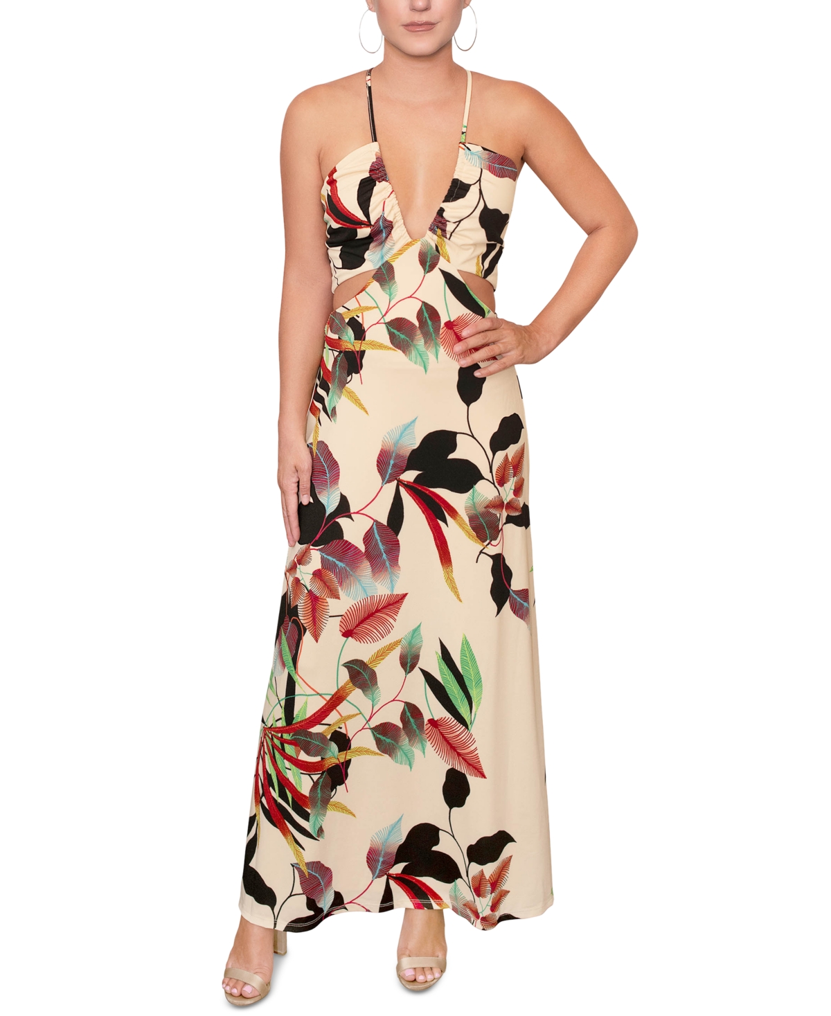 Women's Willow Side-Cutout V-Neck Dress - Ombre Stripe