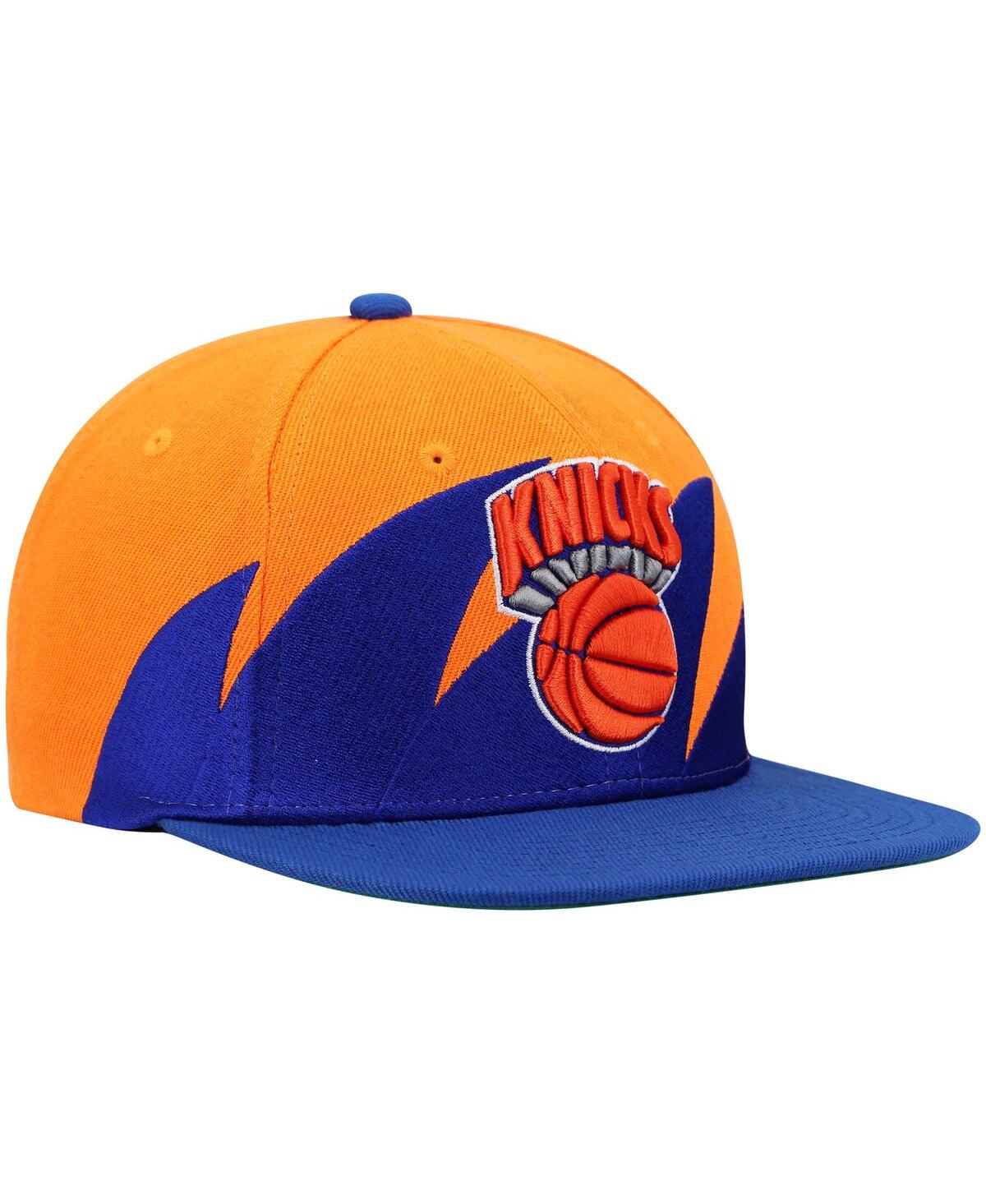 Men's Mitchell & Ness Blue New York Knicks Hardwood Classics Sharktooth Snapback Hat - Blue