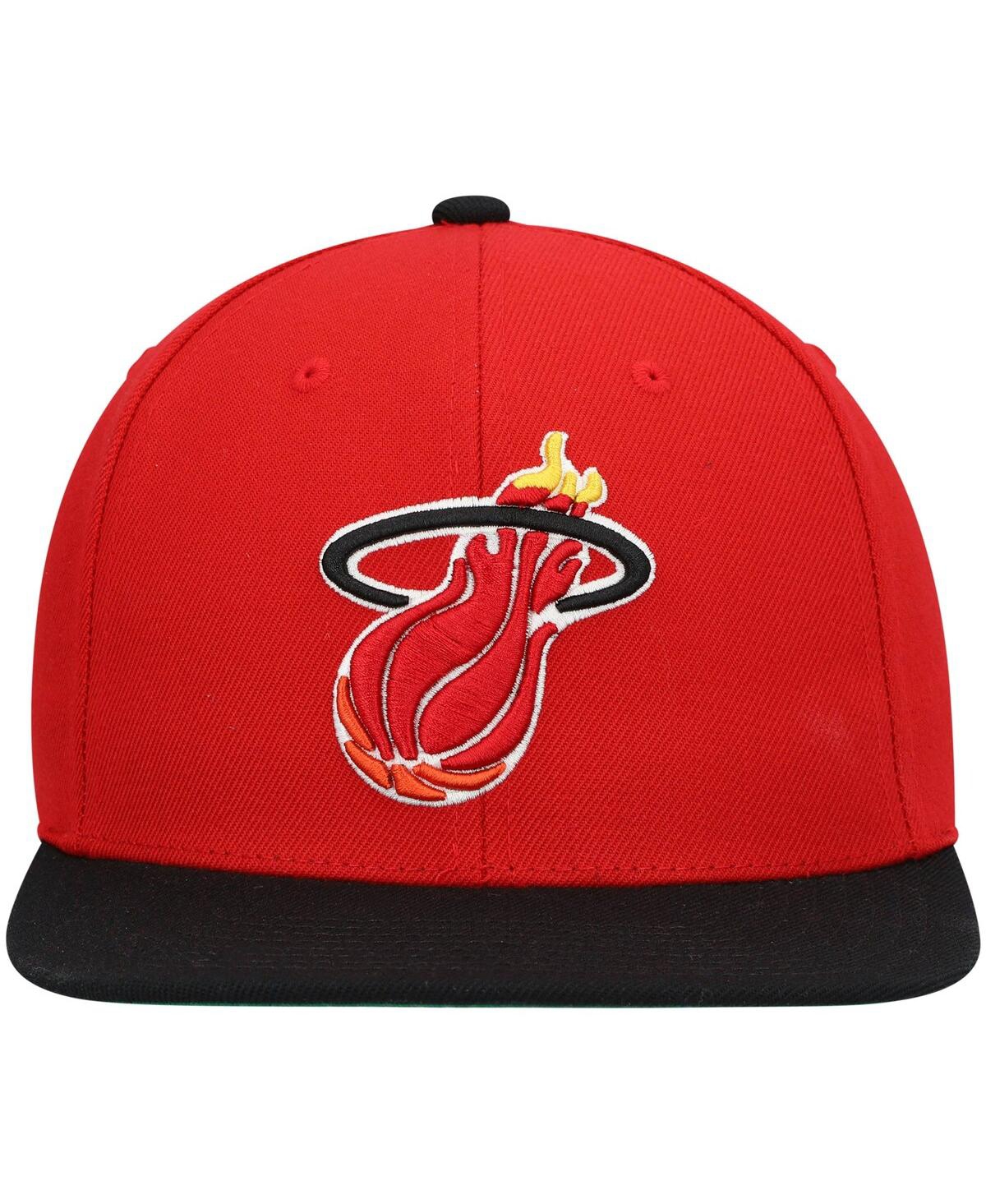 Mitchell & Ness Men's  Red, Black Miami Heat Hardwood Classics Team Two-tone 2.0 Snapback Hat In Red,black