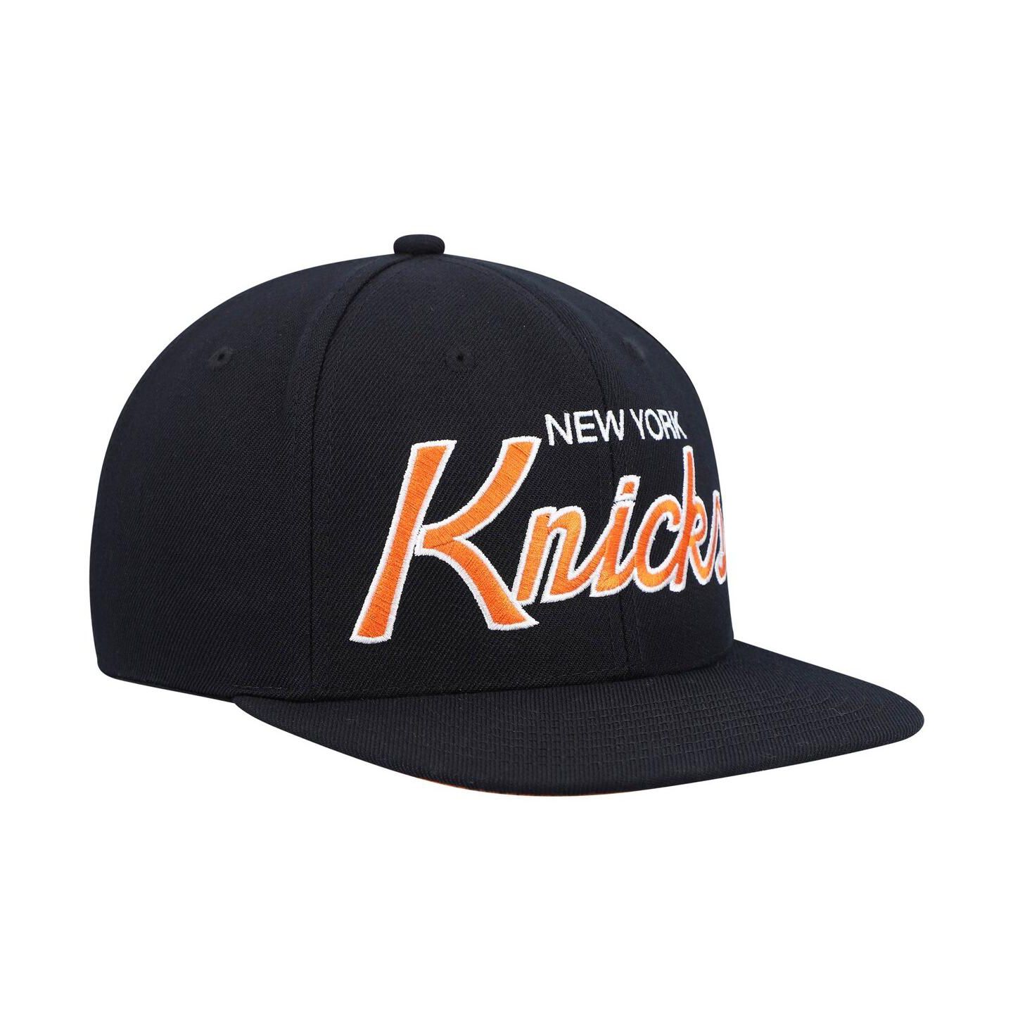 Мужская кепка Mitchell & Ness Black New York Knicks Hardwood Classics Script 2.0 Snapback Hat — фото 3