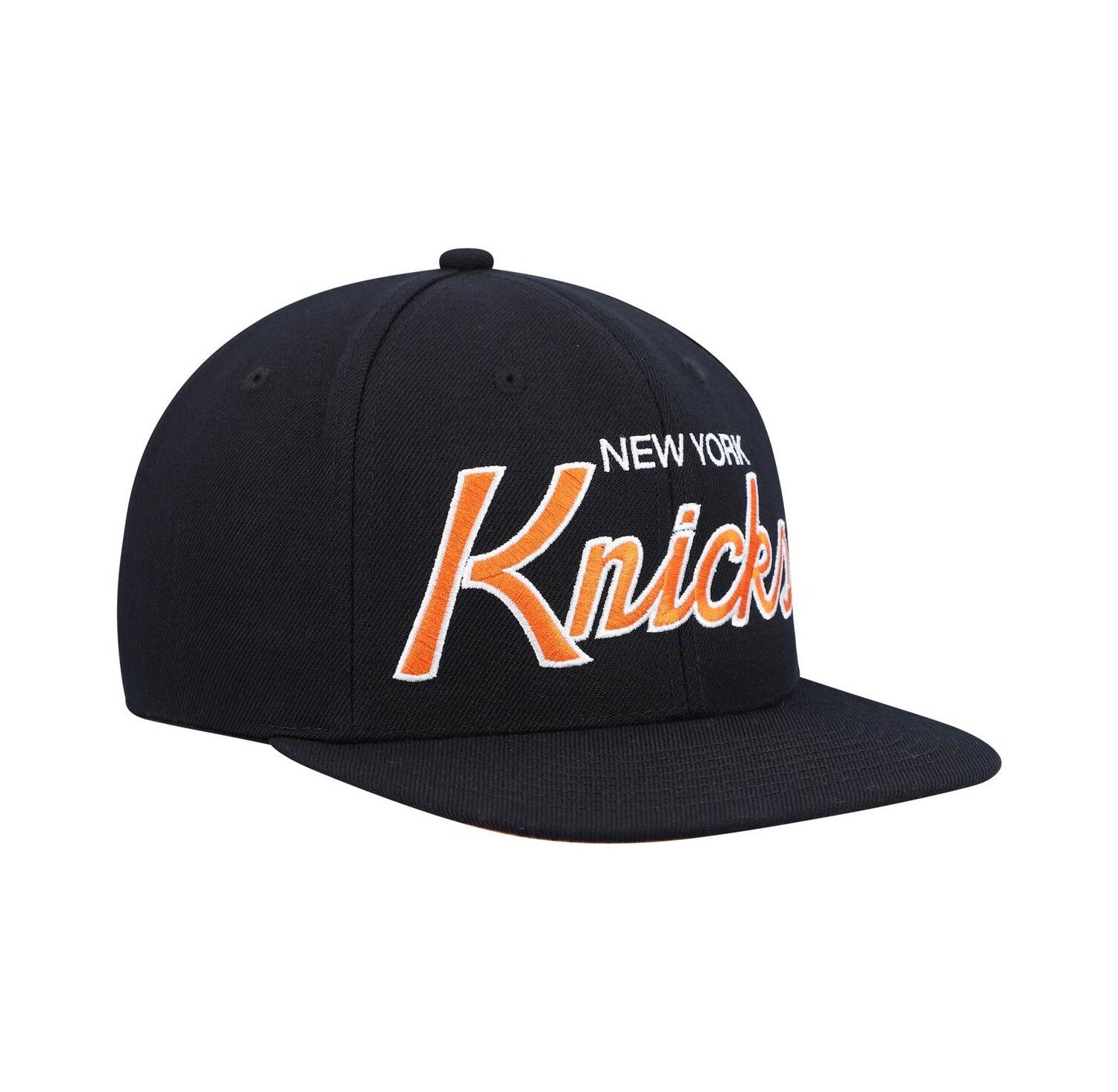 Men's Black New York Knicks Hardwood Classics Script 2.0 Snapback Hat