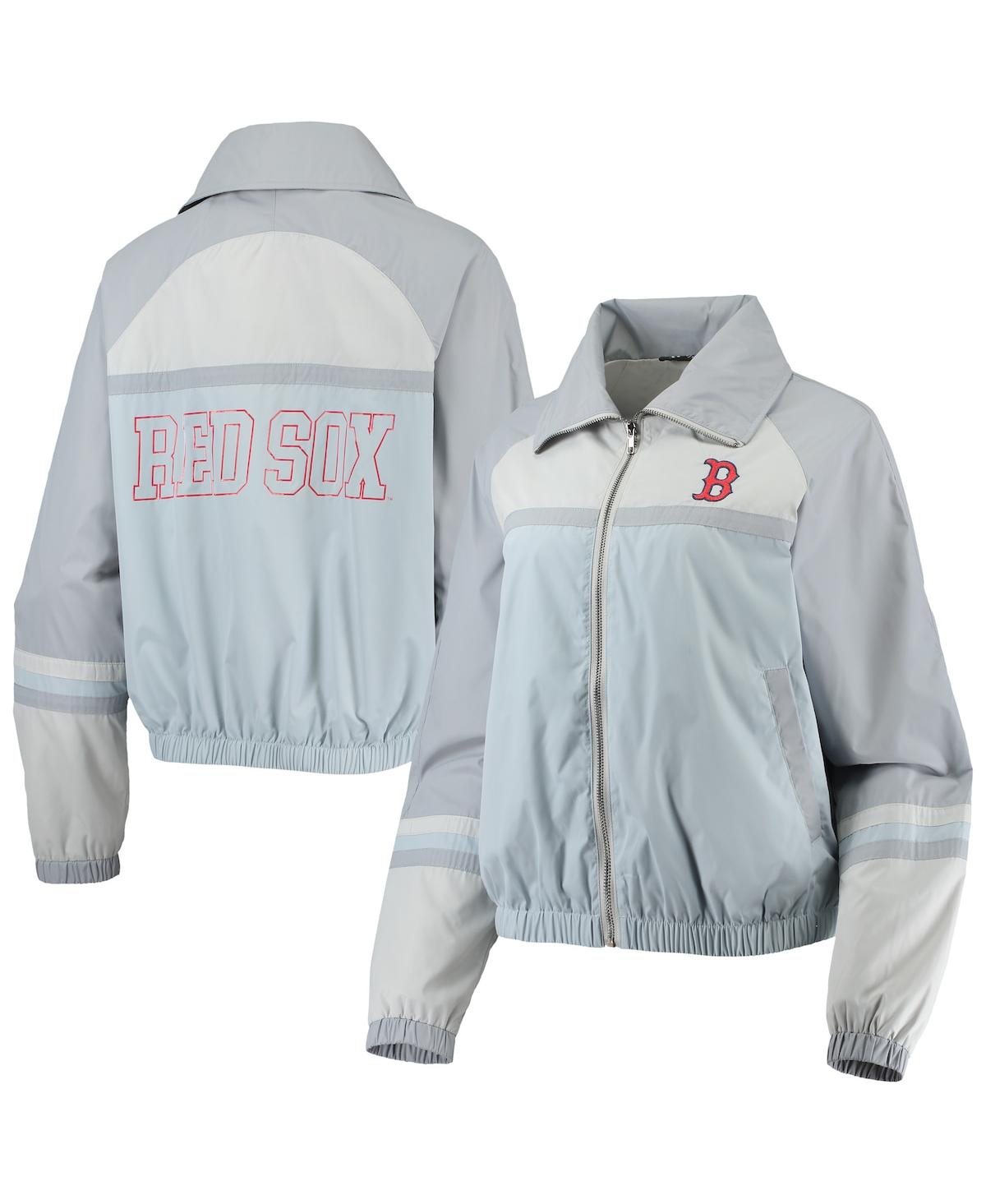 Shop The Wild Collective Women's  Navy Boston Red Sox Colorblock Track Raglan Full-zip Jacket