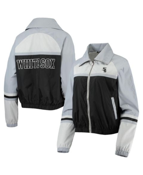Женские куртки The Wild Collective Women's Black Chicago White Sox Colorblock Track Raglan Full-Zip Jacket