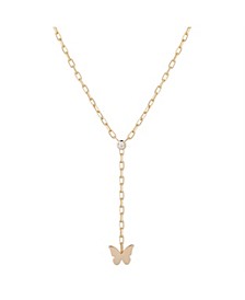 14K Gold Flash-Plated Cubic Zirconia Butterfly Y-Necklace