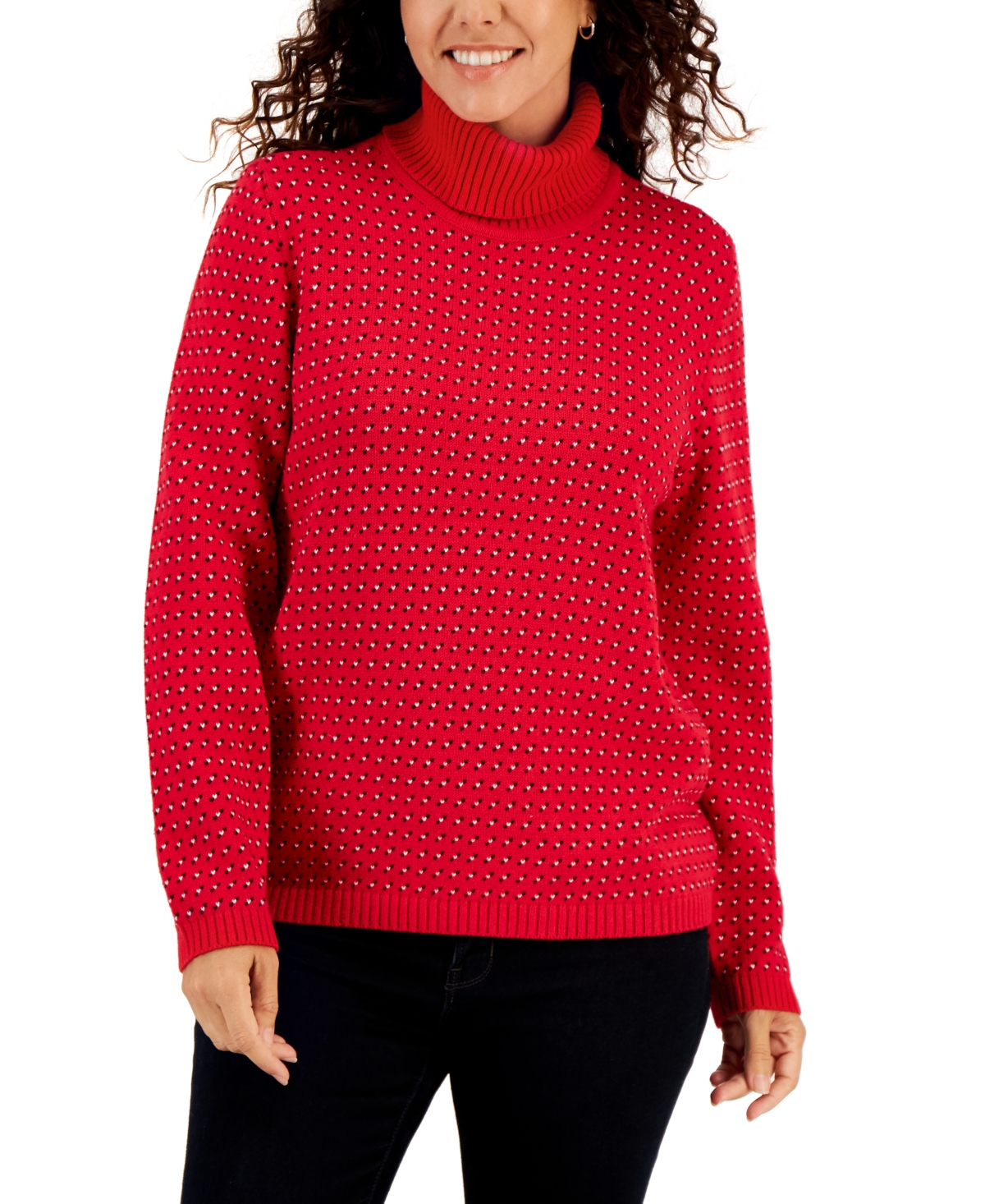 Karen Scott Women's Cotton Jersey Turtleneck Sweater, Created for Macy's