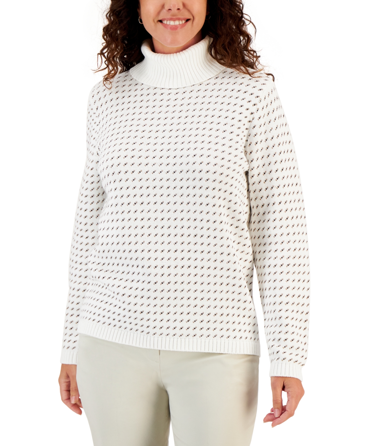 KAREN SCOTT WOMEN'S COTTON JERSEY TURTLENECK SWEATER, CREATED FOR MACY'S