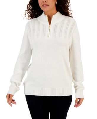 Women's Cable-Knit Cotton Sweater, Created for Macy's
