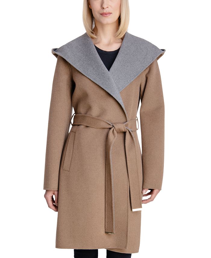 Michael Kors Women's Two-Tone Double-Face Belted Coat - Macy's