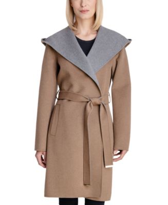 Shop Tory Burch Double-Face Wool Hooded Wrap Coat