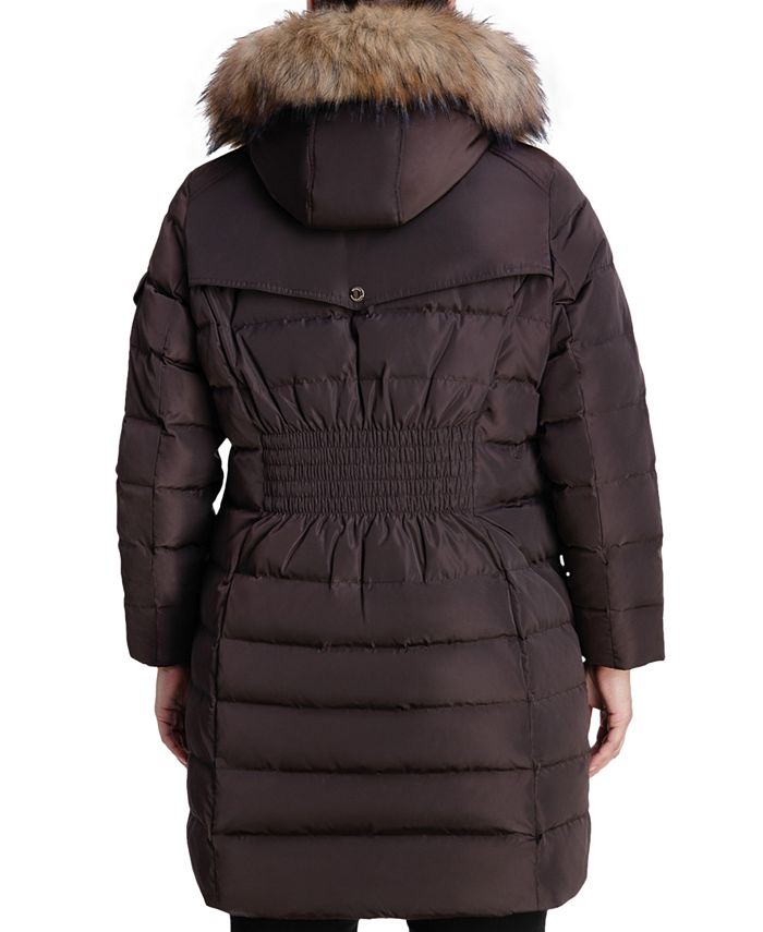 Michael Kors Plus Size Faux-Fur-Trim Hooded Puffer Coat, Created for ...