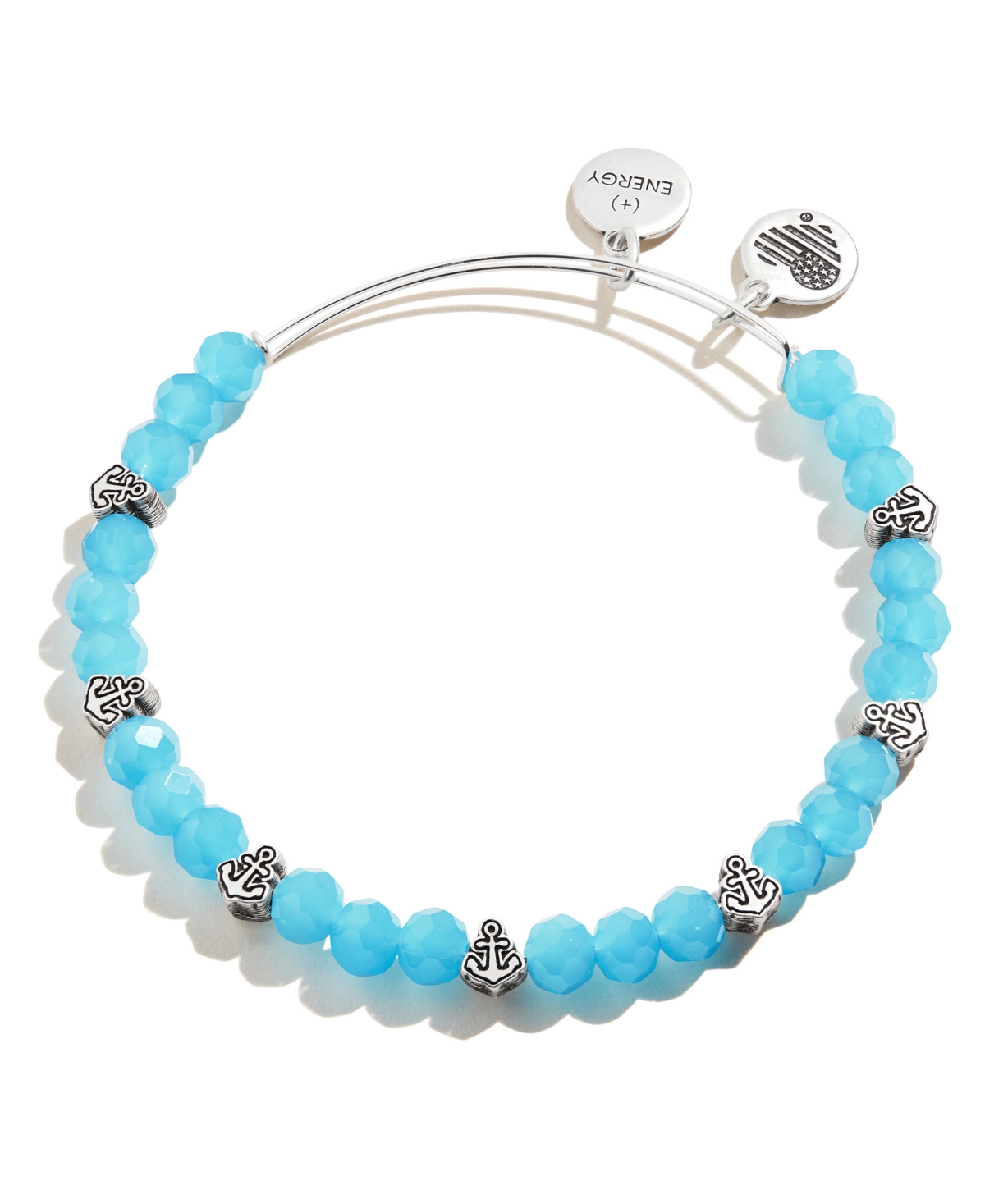 Alex And Ani Women's Anchor And Blue Beaded Bangle