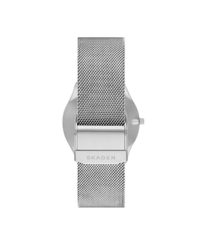 Skagen Men's Grenen in Silver-Tone Stainless Steel Mesh Bracelet Watch ...