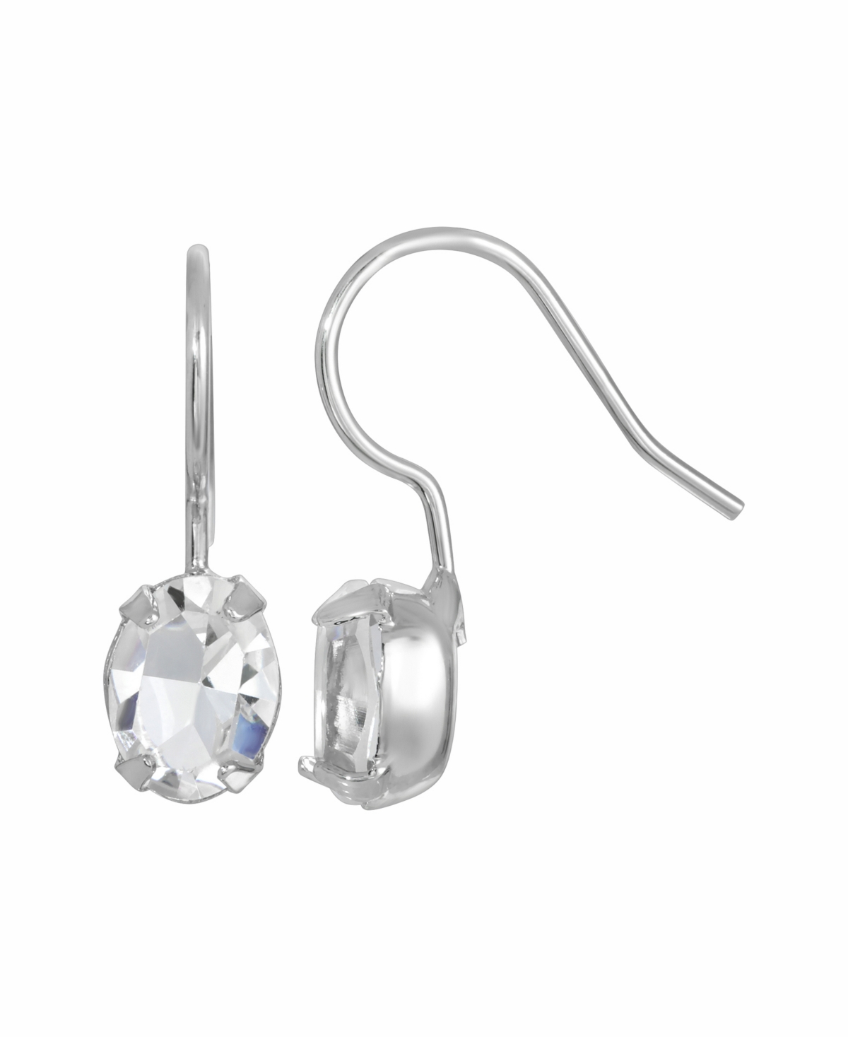 2028 Women's Crystal Small Oval Wire Earrings In Gray