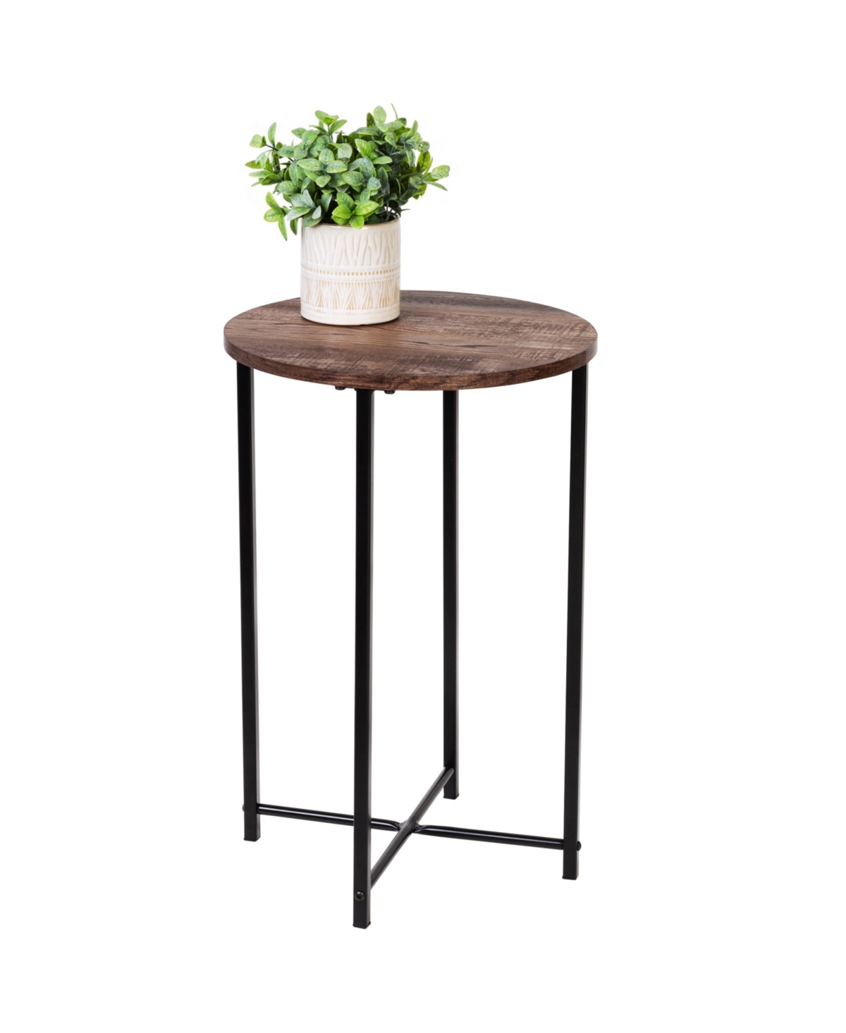 Shop Honey Can Do X-pattern Base With Round Side Table In Black