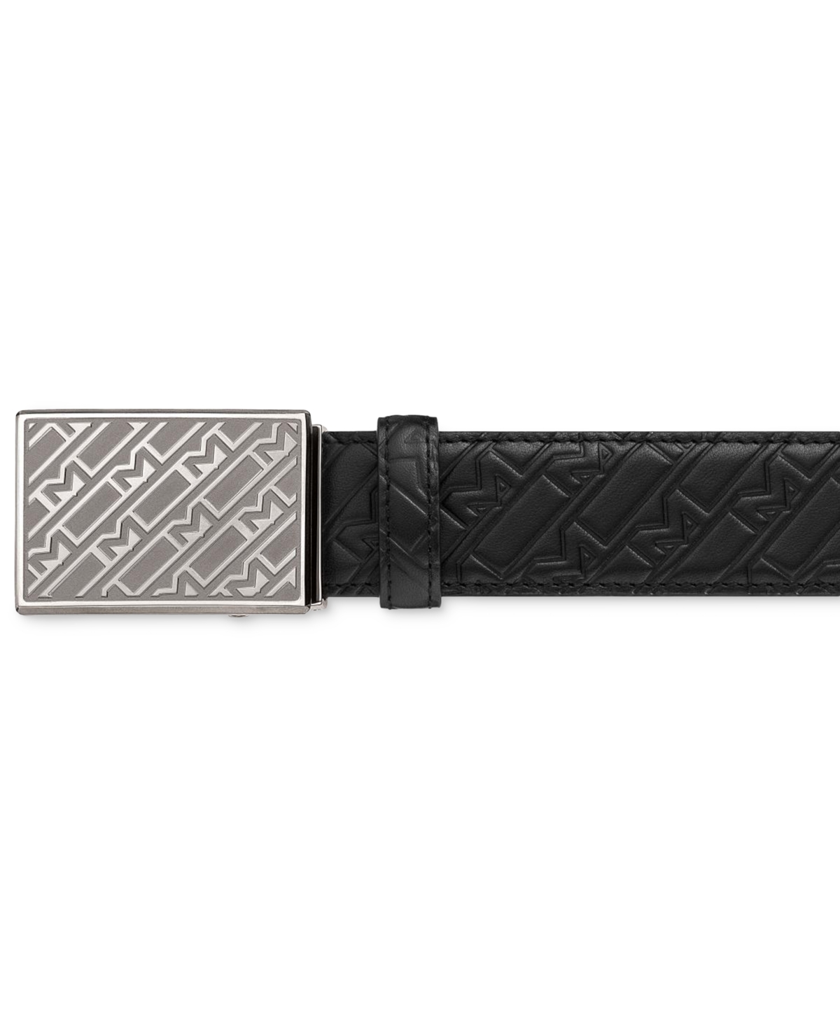 Shop Montblanc Logo Embossed Leather Belt In Black