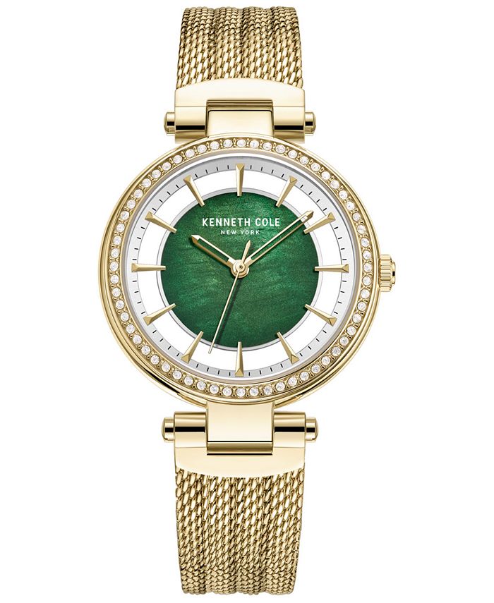 Women s Transparency Gold Tone Stainless Steel Mesh Bracelet Watch 34mm