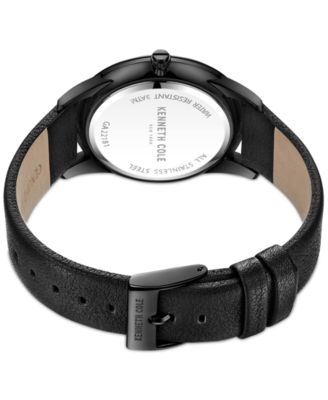 Kenneth Cole Men's Genuine Diamond Accent Black Leather
