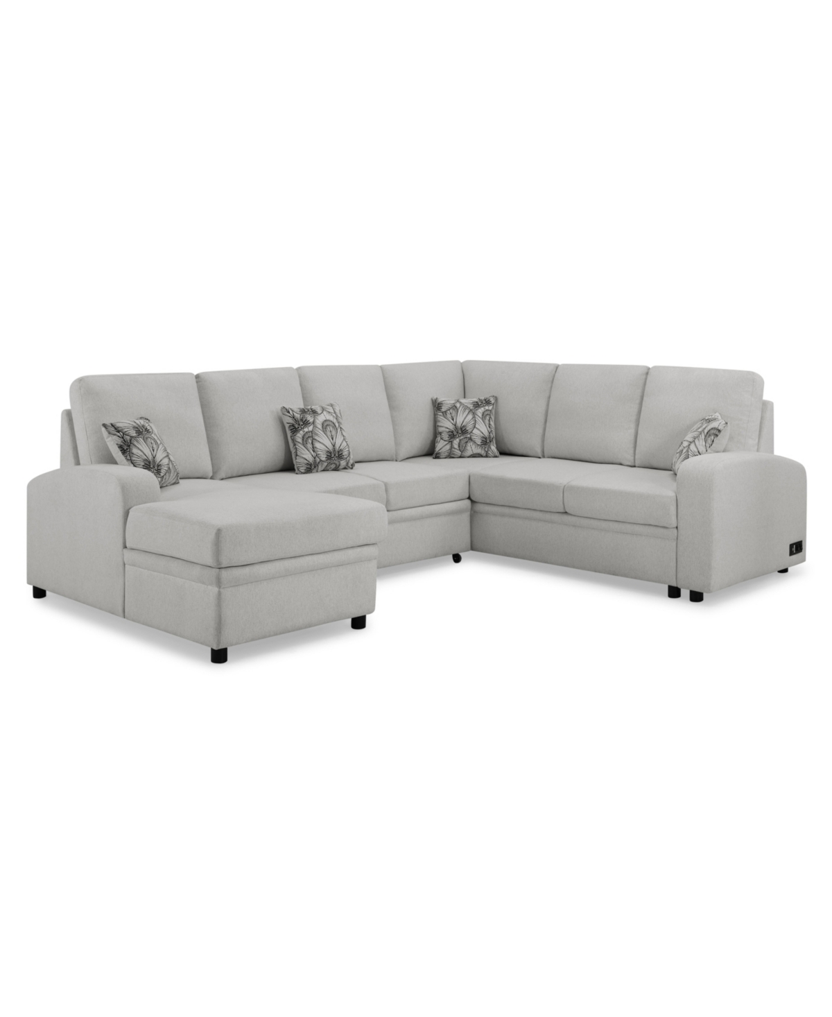 Serta Mae Sectional Sofa With Power And Usb Ports In Ivory