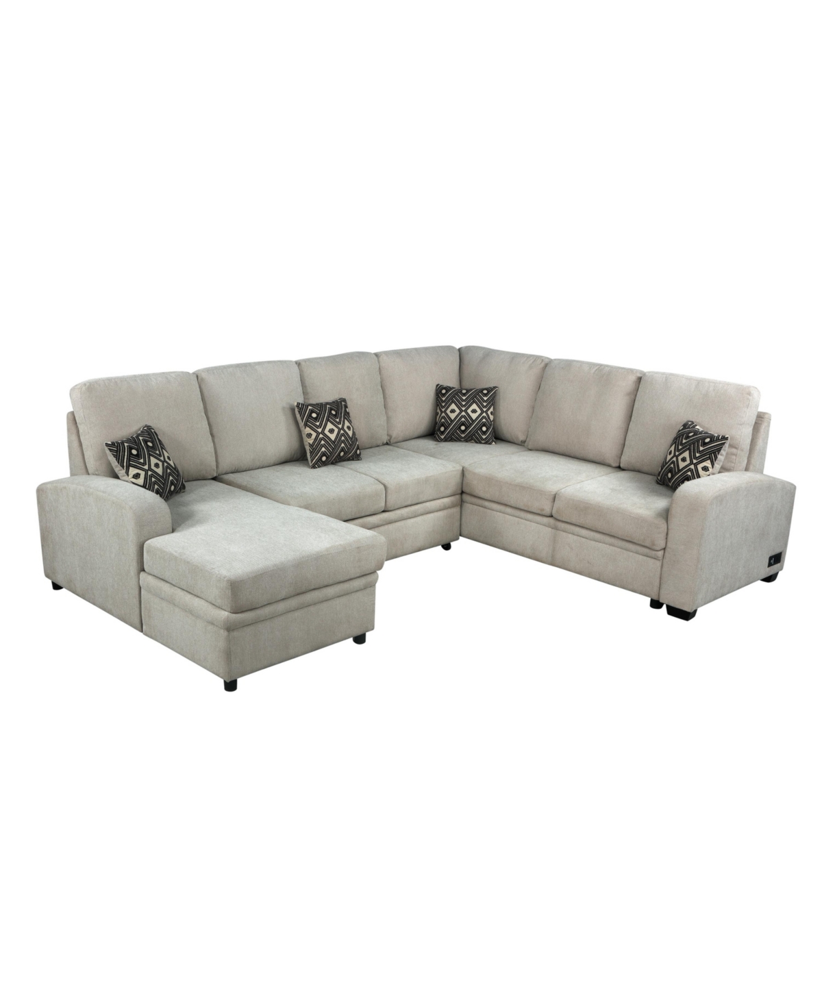 Serta Mae Sectional Sofa With Power And Usb Ports In Beige