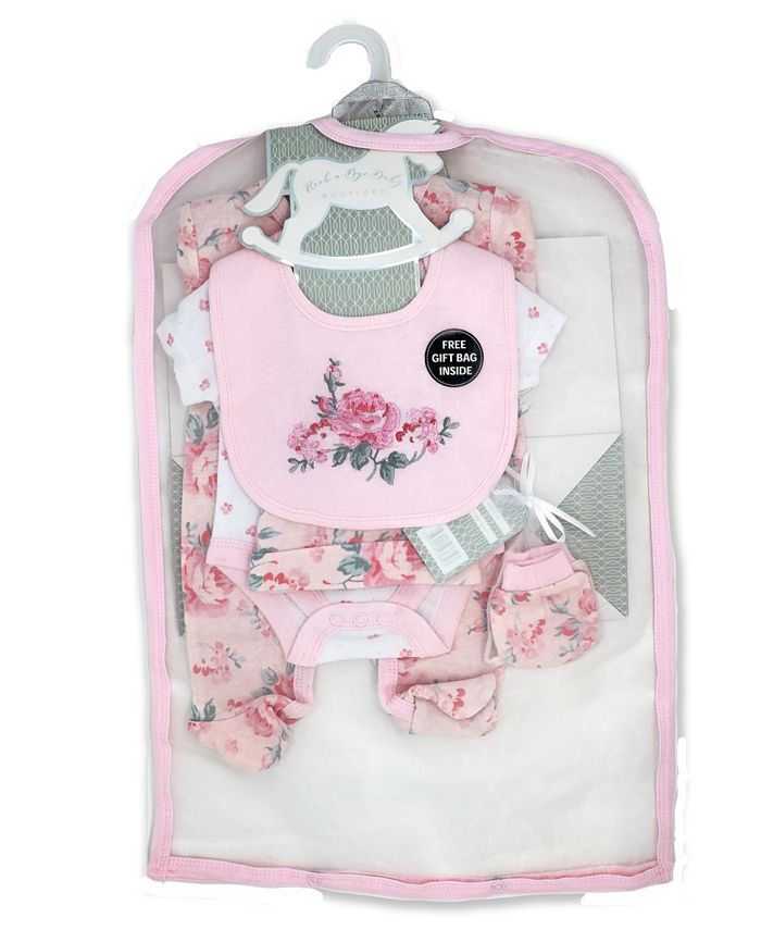 RockABye Baby Boutique Baby Girls Rose Bouquet Layette Gift in Mesh