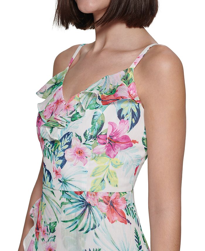kensie Tropical-Print Midi Dress - Macy's
