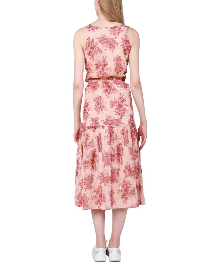 (4p. pack) Pink/Green V-Neck Printed Midi Dress - T-80 main image 0