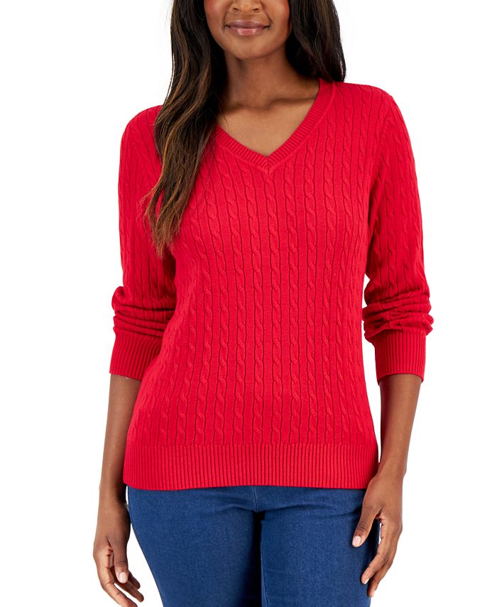 Buy Macy's Karen Scott Women Cotton V Neck Sweater - Sweaters for Women  19768270