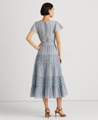 Lauren Ralph Lauren Cotton Eyelet Midi Dress - Macy's
