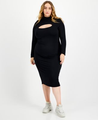 Bar III Trendy Plus Size Cutout Bodycon Midi Dress, Created for