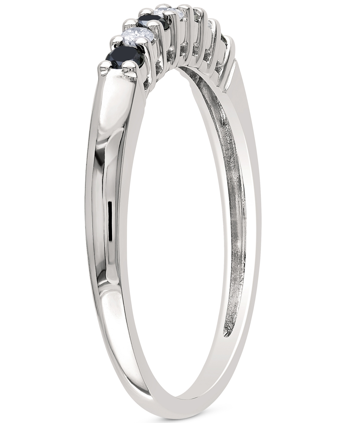 Black Diamond (1/4 ct. t.w.) & White Diamond (1/5 ct. t.w.) Anniversary Band in 10k White Gold - 10K White Gold