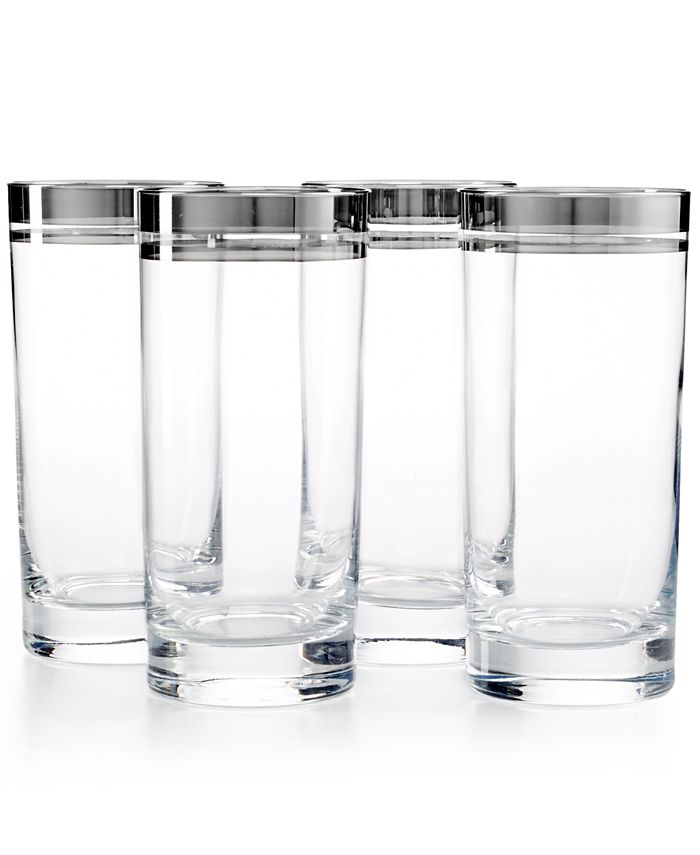 Martha Stewart Collection Set of 4 Platinum Highball Glasses Macy's