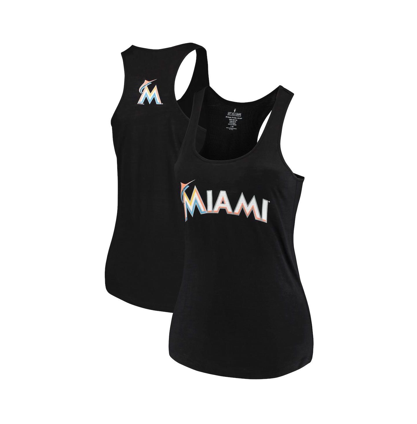 Женский топ Soft As A Grape Black Miami Marlins Plus Size Swing for the Fences Racerback — фото 2