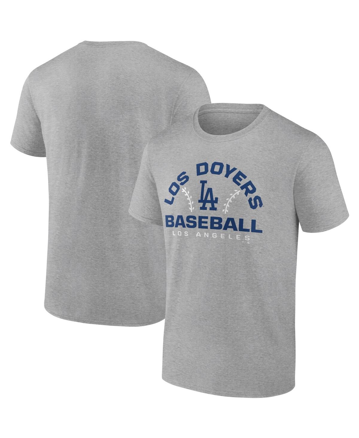 Shop Fanatics Men's  Heathered Gray Los Angeles Dodgers Iconic Go For Two T-shirt