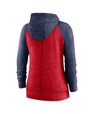 Women's Heathered Red and Heathered Navy Washington Nationals Split Wordmark Gym Vintage-Like Raglan Slub Full-Zip Hoodie