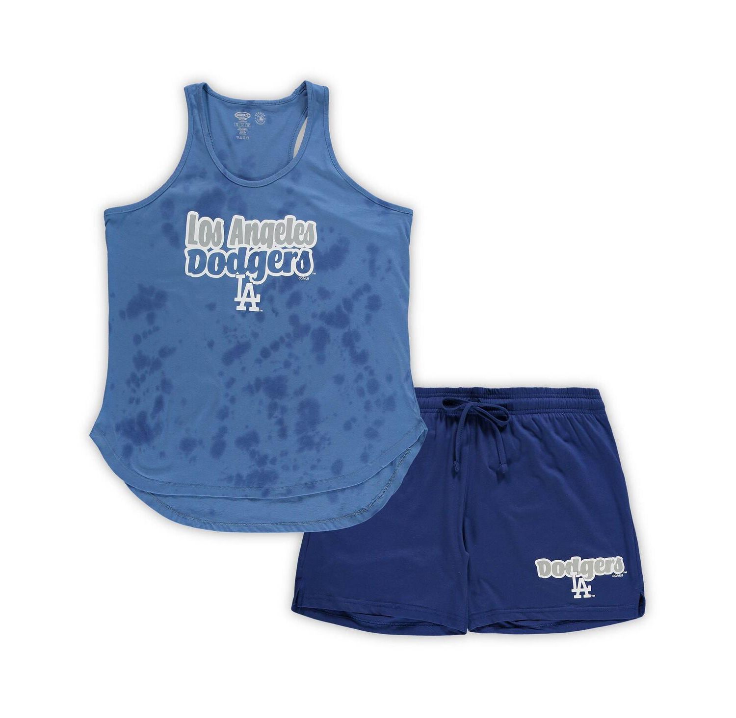 Women's Royal Los Angeles Dodgers Plus Size Cloud Tank Top and Shorts Sleep Set