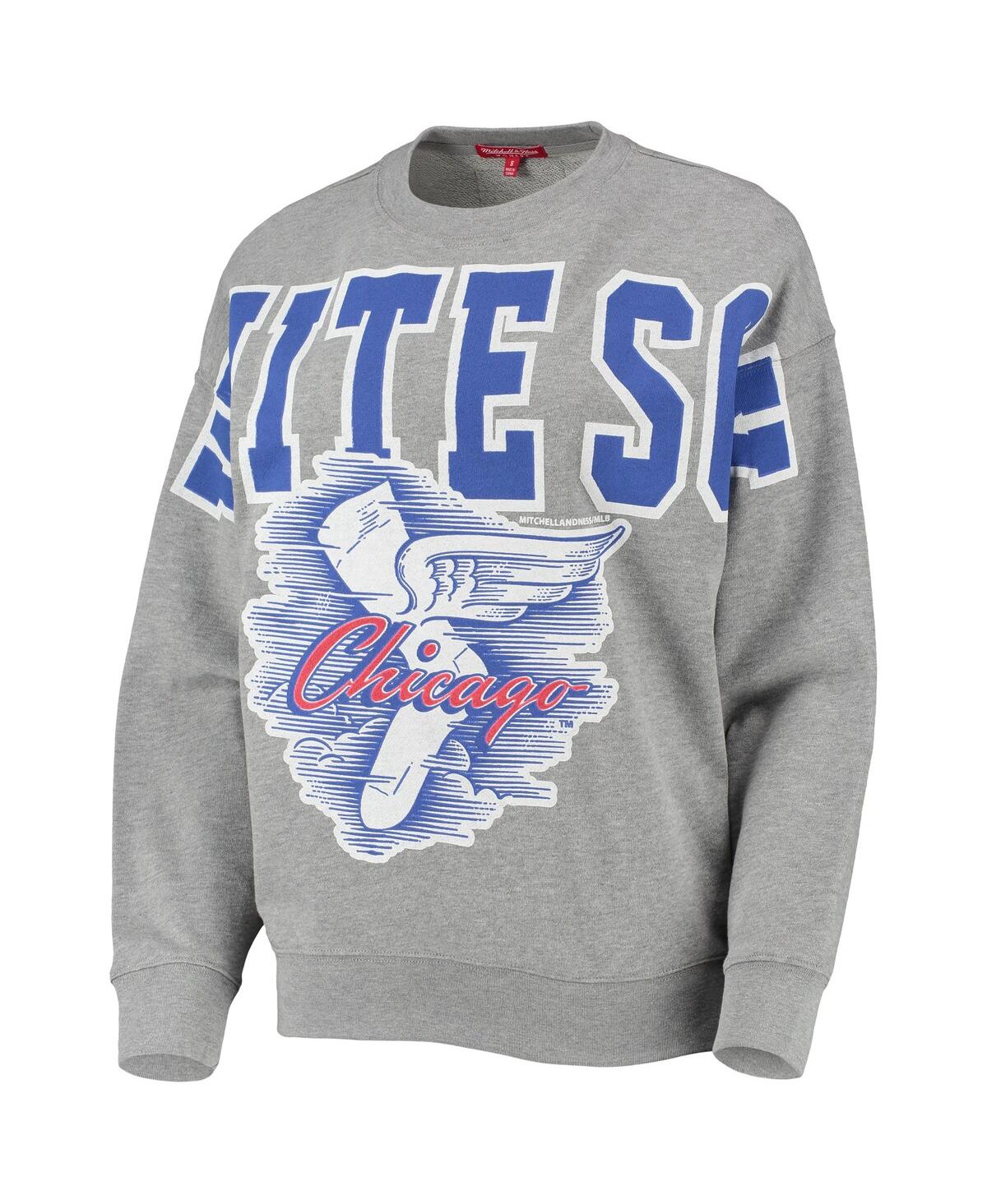 Women's Mitchell & NessChicago White Sox Cooperstown Collection Logo Lightweight Pullover Sweatshirt - Heathered Gray