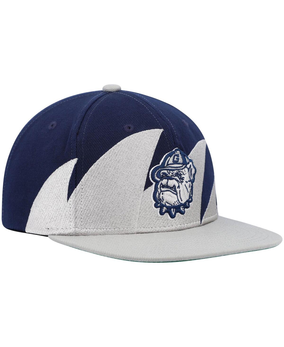 Mitchell & Ness Men's  Gray, Navy Georgetown Hoyas Sharktooth Snapback Hat In Gray,navy