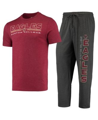 Men's Heathered Charcoal, Maroon Boston College Eagles Meter T-shirt and Pants Sleep Set