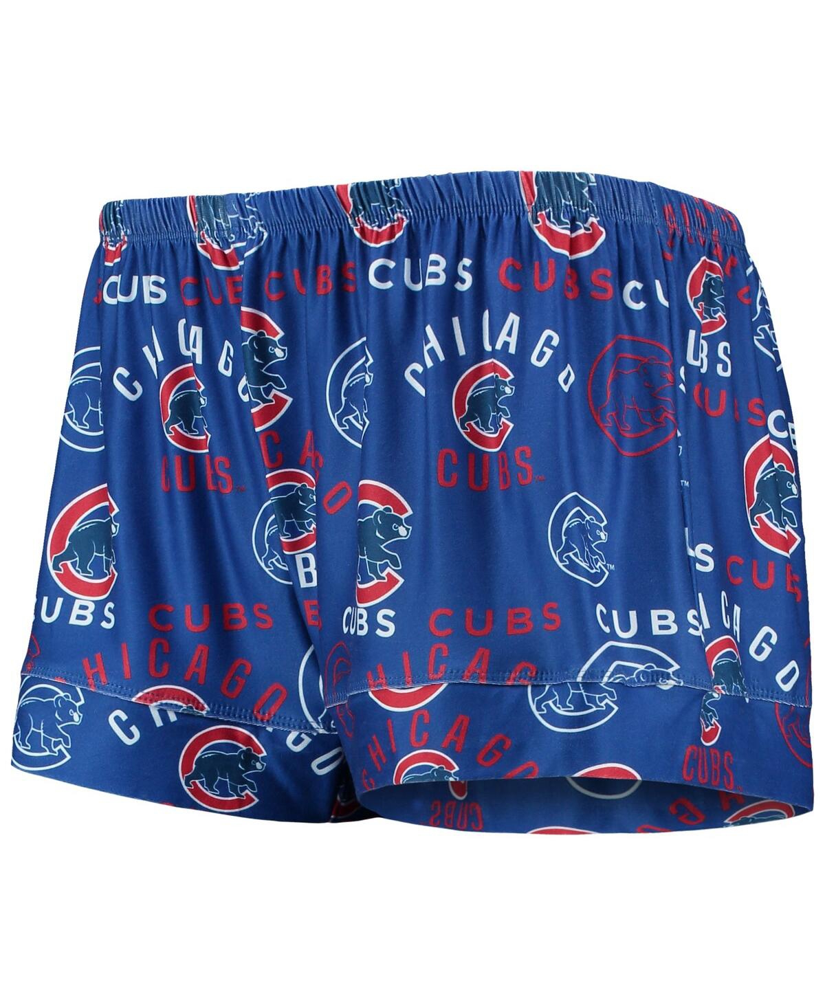 CONCEPTS SPORT WOMEN'S CONCEPTS SPORT ROYAL CHICAGO CUBS FLAGSHIP ALLOVER PRINT TOP AND SHORTS SLEEP SET 
