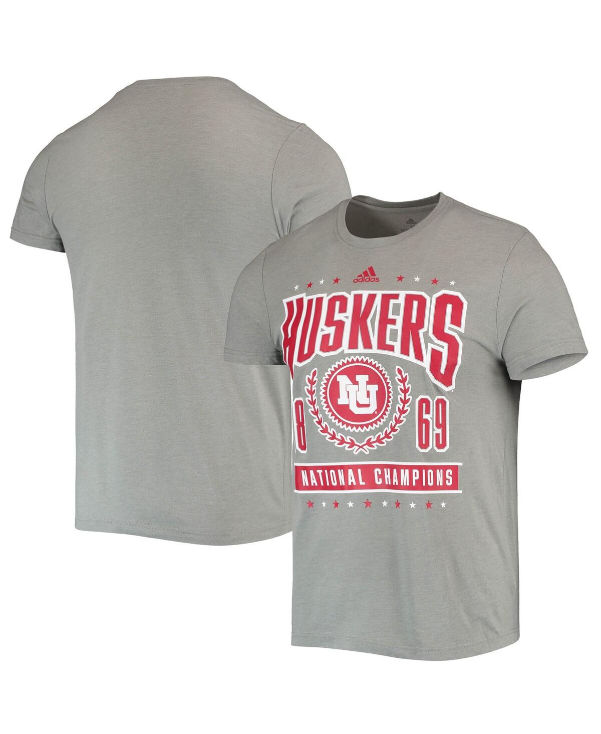 Men's adidasNebraska Huskers Reminisce Tri-Blend T-shirt - Heathered Gray