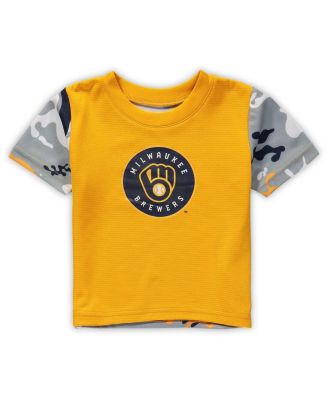 Newborn and Infant Boys and Girls Gold, Navy Milwaukee Brewers Pinch Hitter T-shirt and Shorts Set