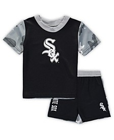 Newborn and Infant Boys and Girls Black,  Chicago White Sox Pinch Hitter T-shirt and Shorts Set