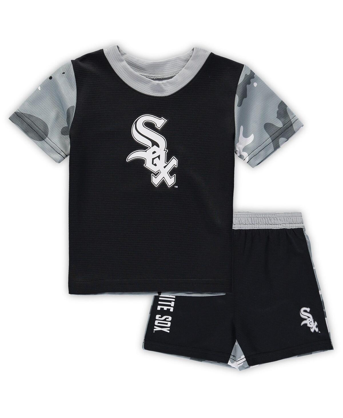 Shop Outerstuff Newborn And Infant Boys And Girls Black, Chicago White Sox Pinch Hitter T-shirt And Shorts Set