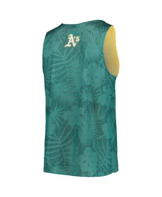 Men's Green, Gold Oakland Athletics Floral Reversible Mesh Tank Top