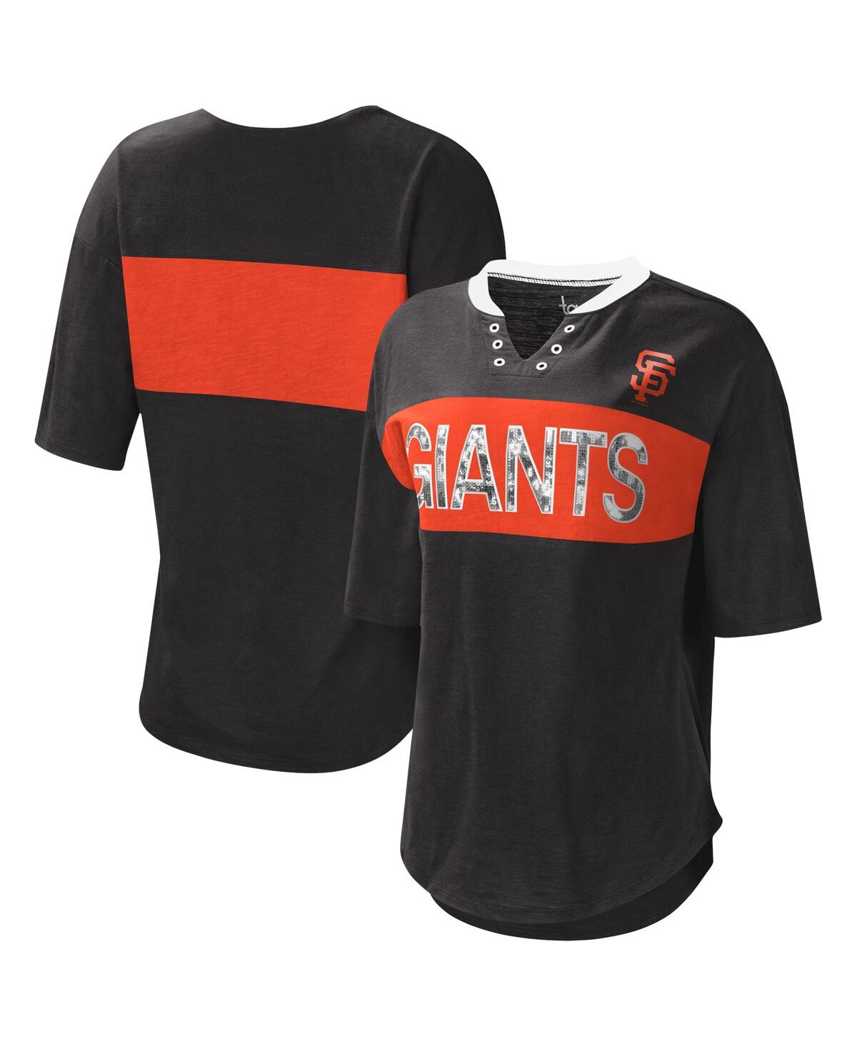 Touché Women's Touch Black And Orange San Francisco Giants Lead Off Notch Neck T-shirt In Black,orange
